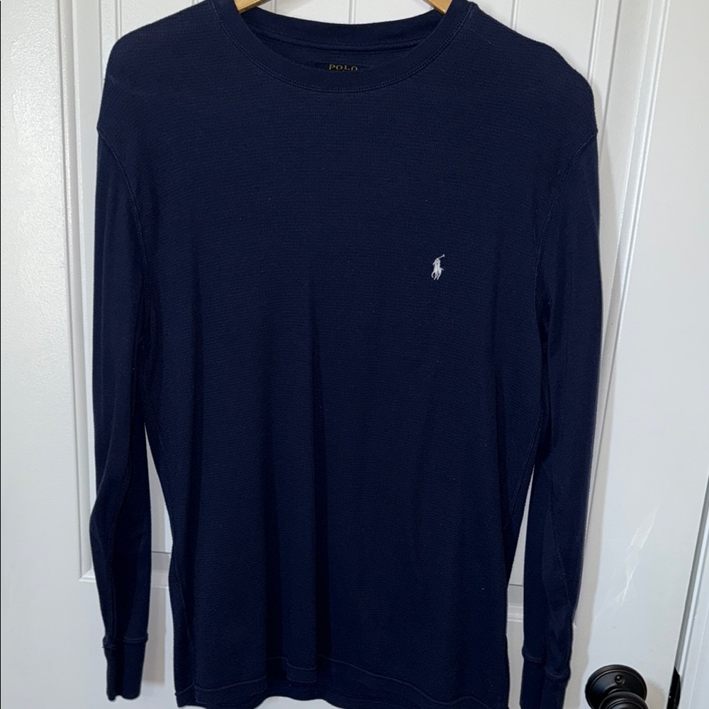 Polo by Ralph Lauren Navy Long Sleeve Crewneck with White Pony Logo